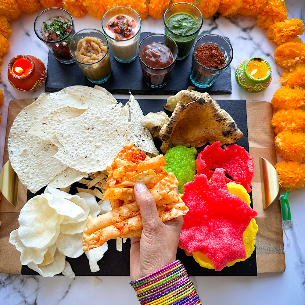 House Chutneys with Assorted Papad